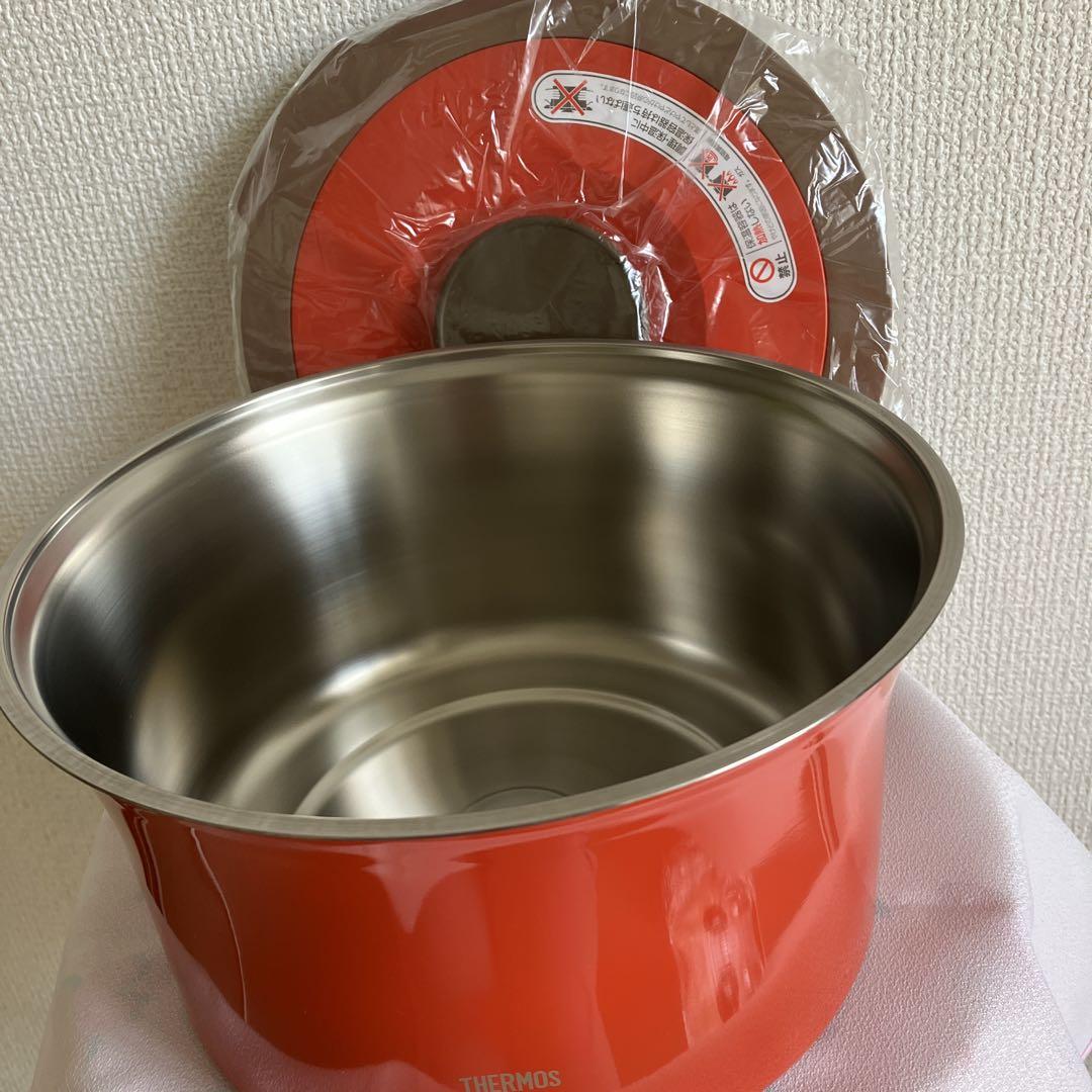 ちゃー様　未使用品　 THERMOS 保温調理鍋 赤 シルバー 3L