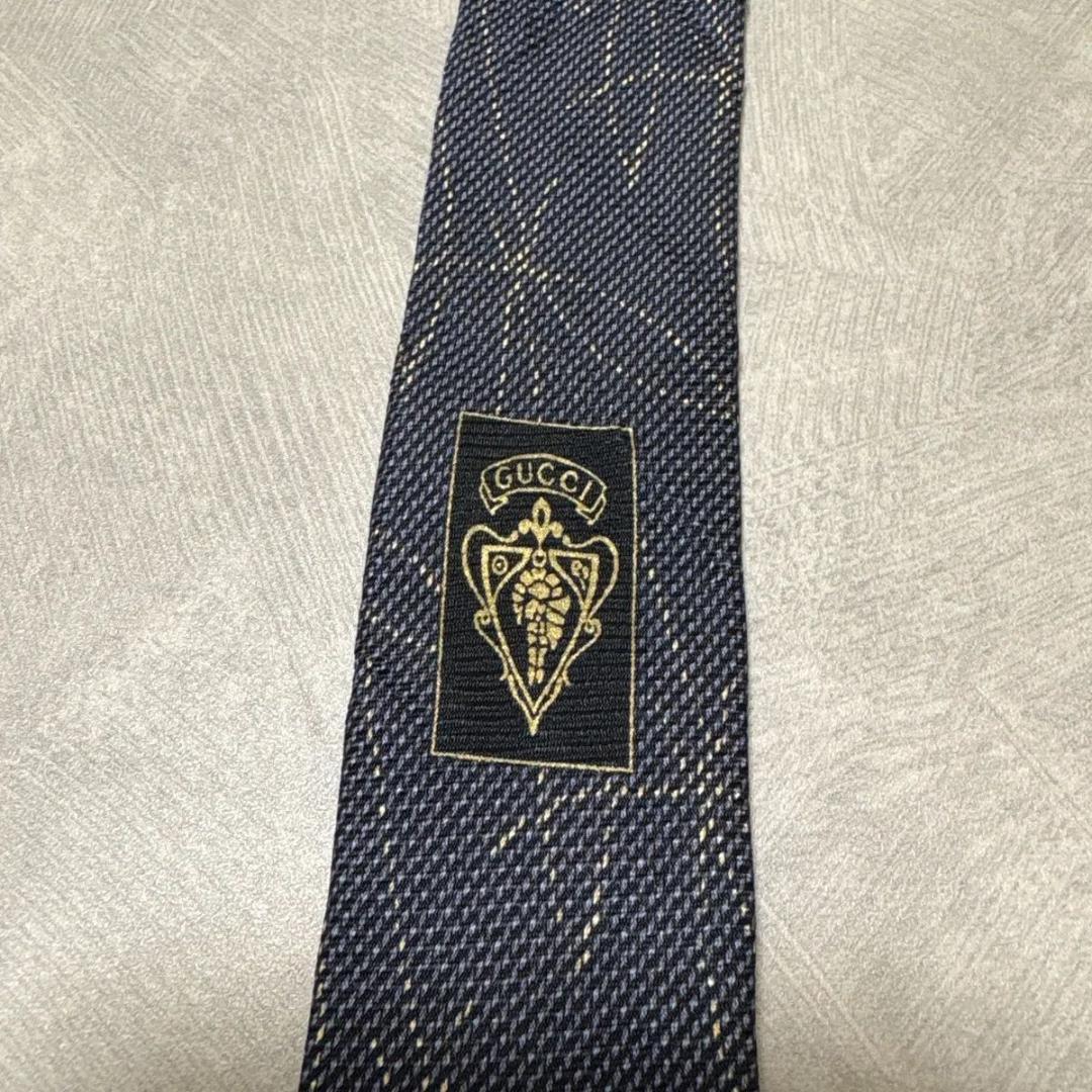 GUCCI ネイビー シルク ネクタイ