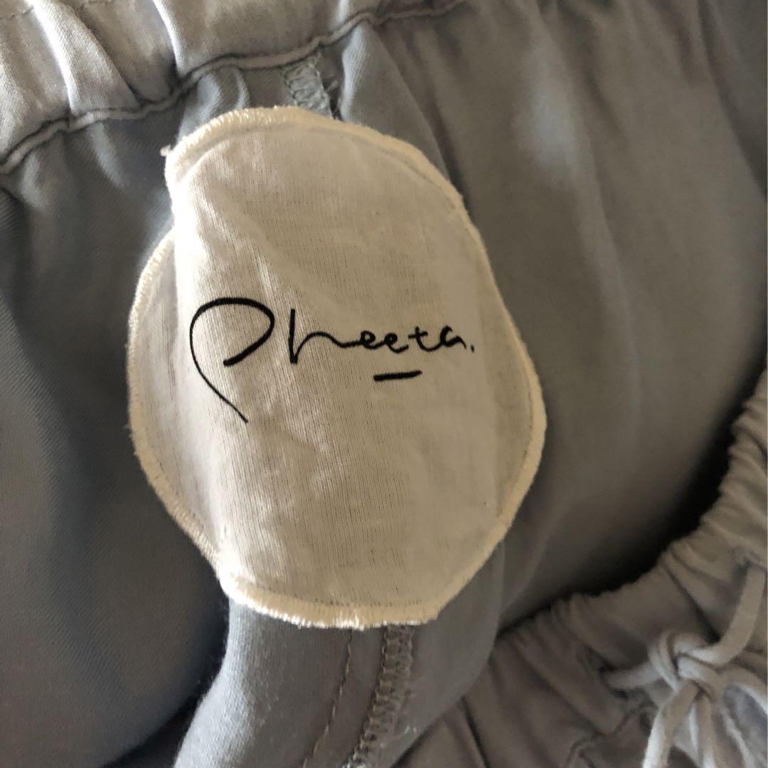 pheeta フィータ レース ワイドパンツ ライトブルー 刺繍