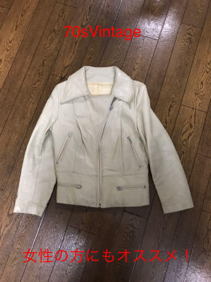 31%割引グレイ系,S配送員設置 70s ライダースジャケット ホワイト 美品の通販 羊革 プールオム ラムジャケット M 5351 347 レザージャケット