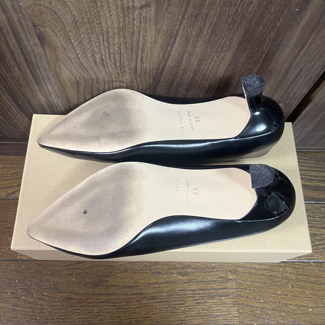 LE TALON 黒 ポインテッドトゥパンプス 低ヒール　23cm