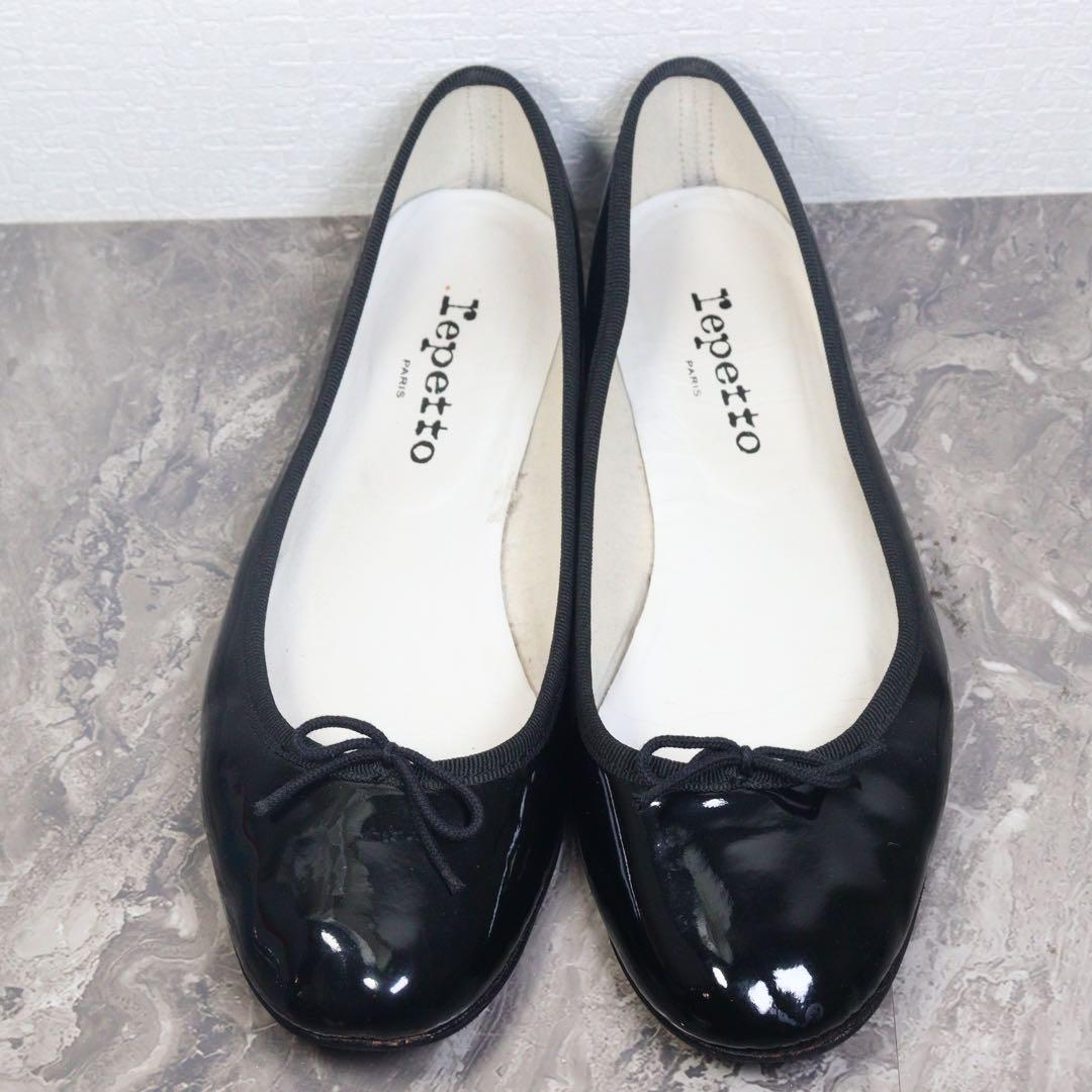 repetto レペット 24.7 39 エナメル バレエ サンドリオン 黒