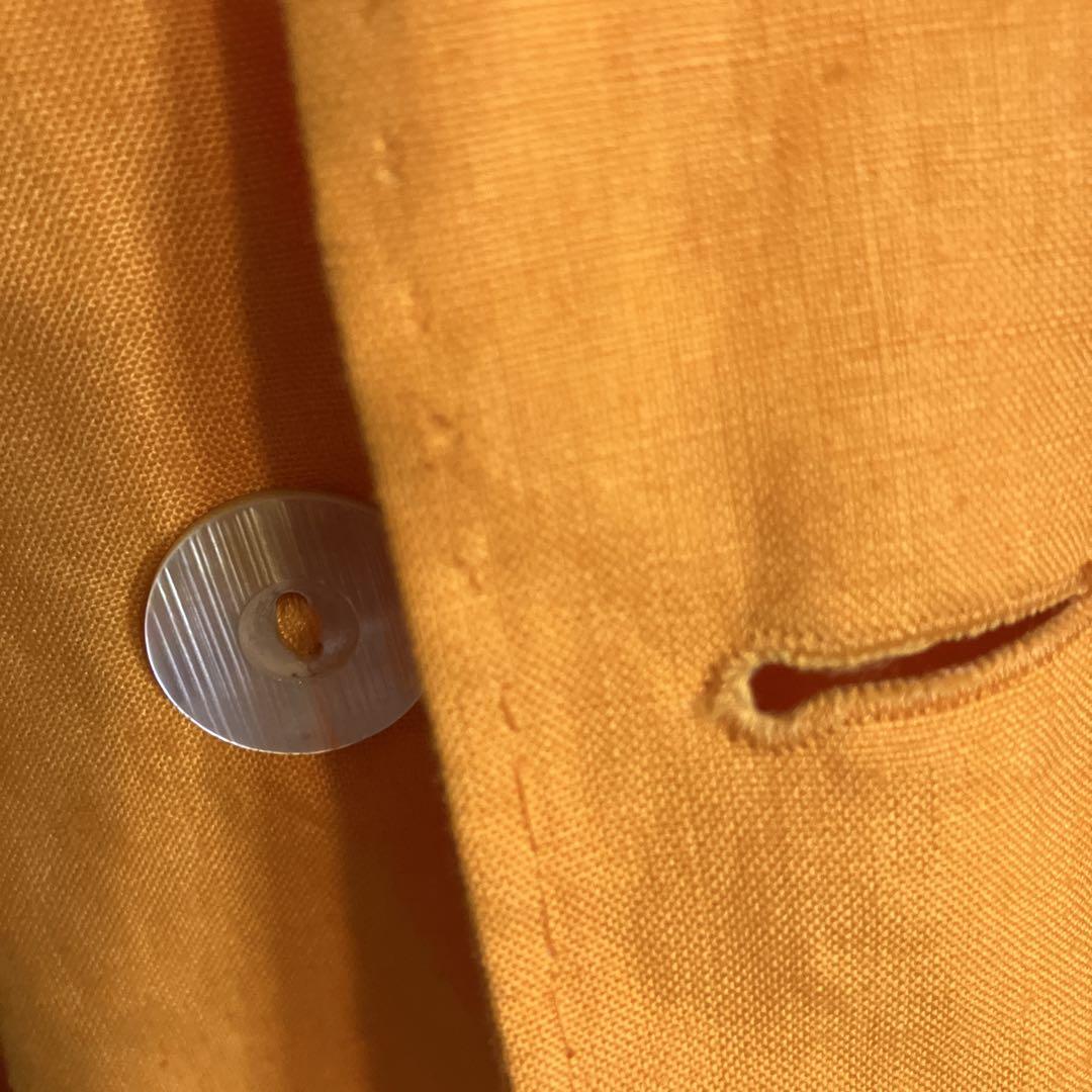 【美品】MaxMara オレンジ リネン テーラードジャケット　イタリア製 美品】MaxMara オレンジ リネン テーラードジャケット