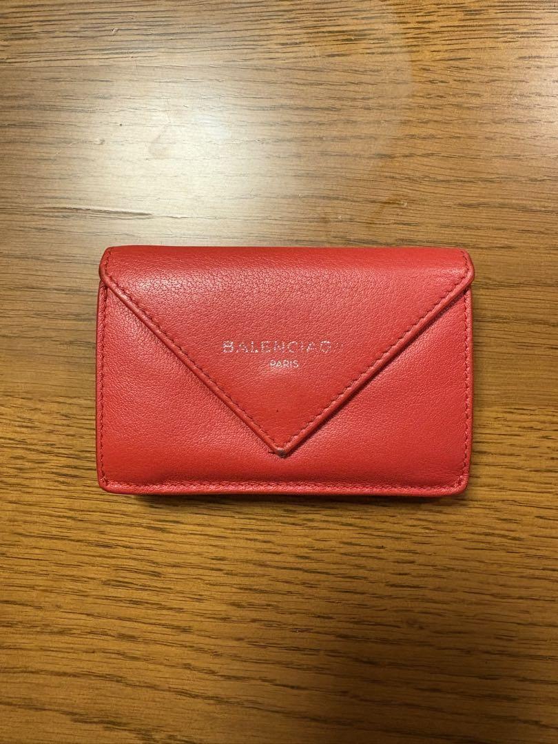 BALENCIAGA レザー 三つ折り財布 レッド