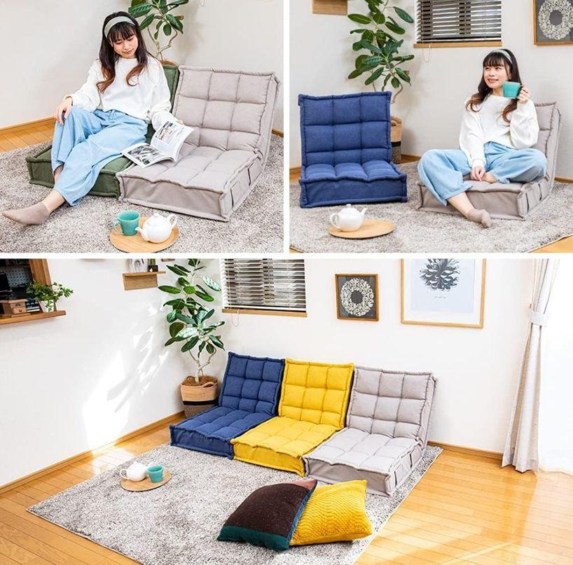 SUWALABO スプリング座面の繋がるフロアチェア 座椅子 リクライニング