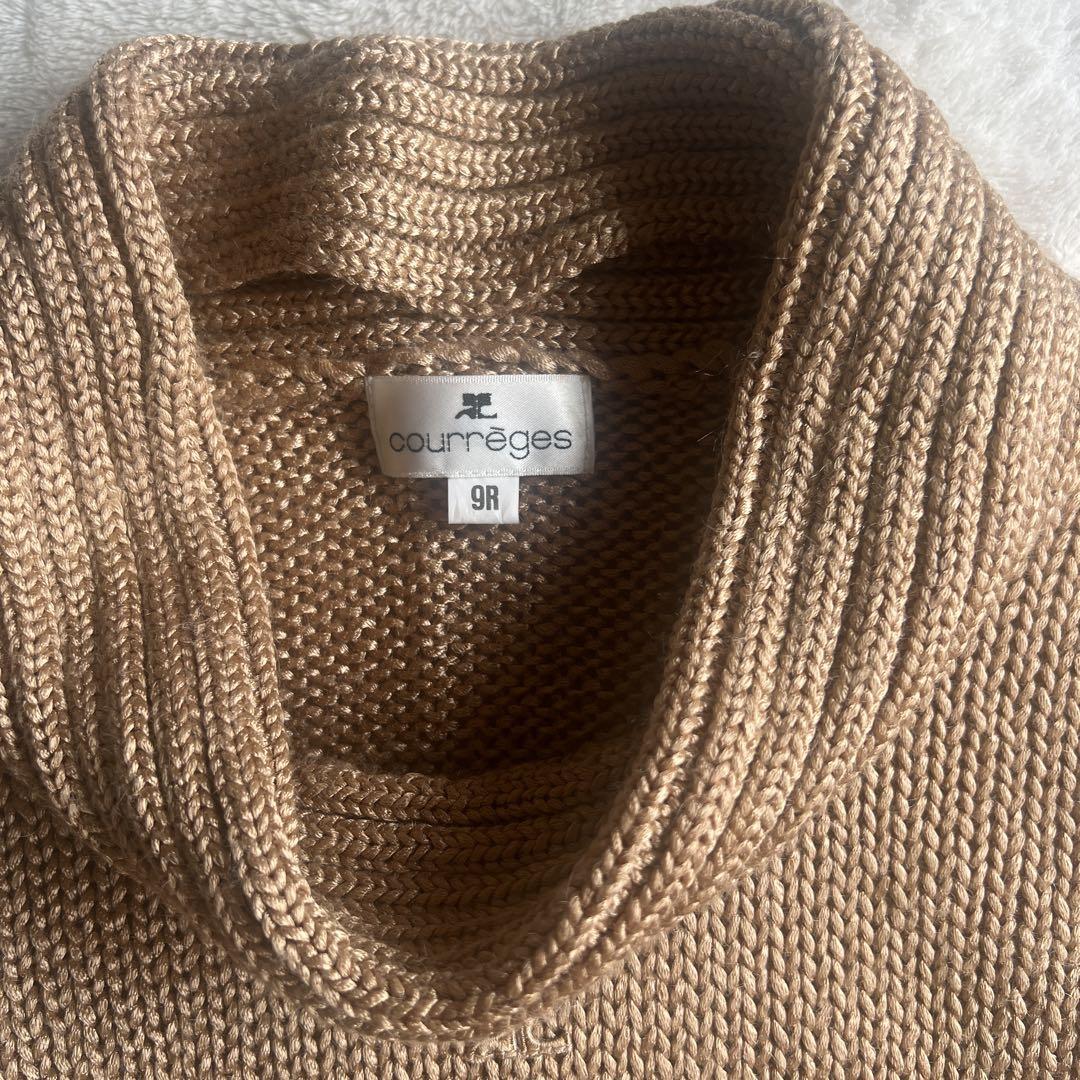 最先端 courrèges サマー ベージュ 9R ノースリーブタートルニット トップス