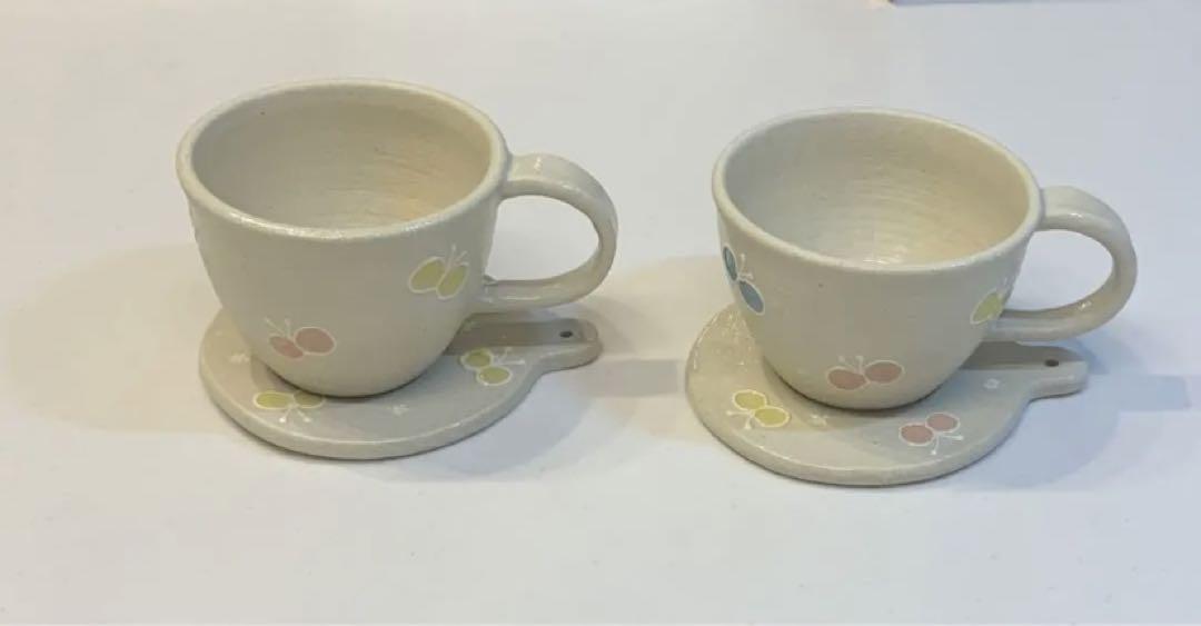 【新品未使用・値下げ】中村佳菜子 陶器 マグカップ コースター ちょうちょ
