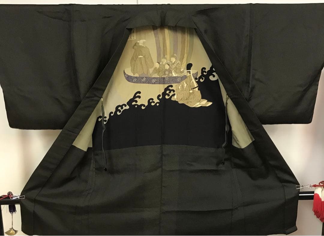 メンズ　長羽織　着物　羽裏　儒教柄