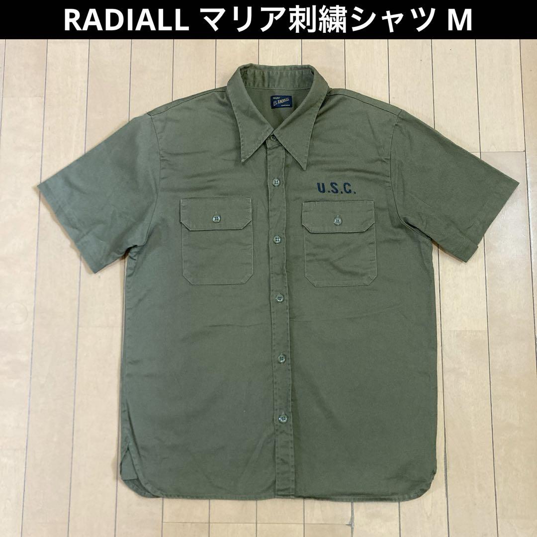 【美品】名作!RADIALL ラディアル マリア刺繍 ワークシャツ カーキ