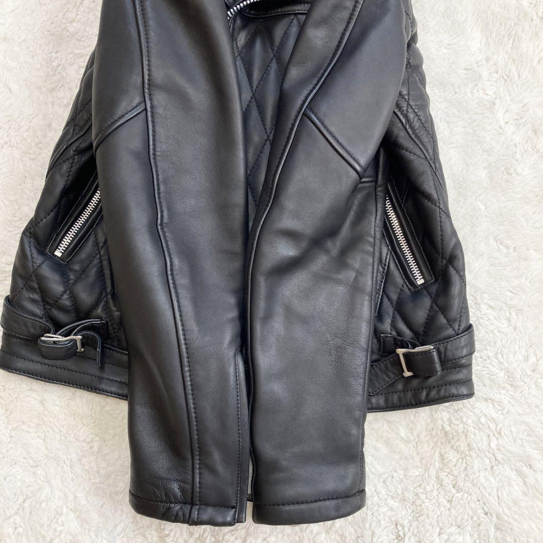 【極美品】ジャックローズ ライダース キルティング 羊革 ダブルジップ サイズM 画像5