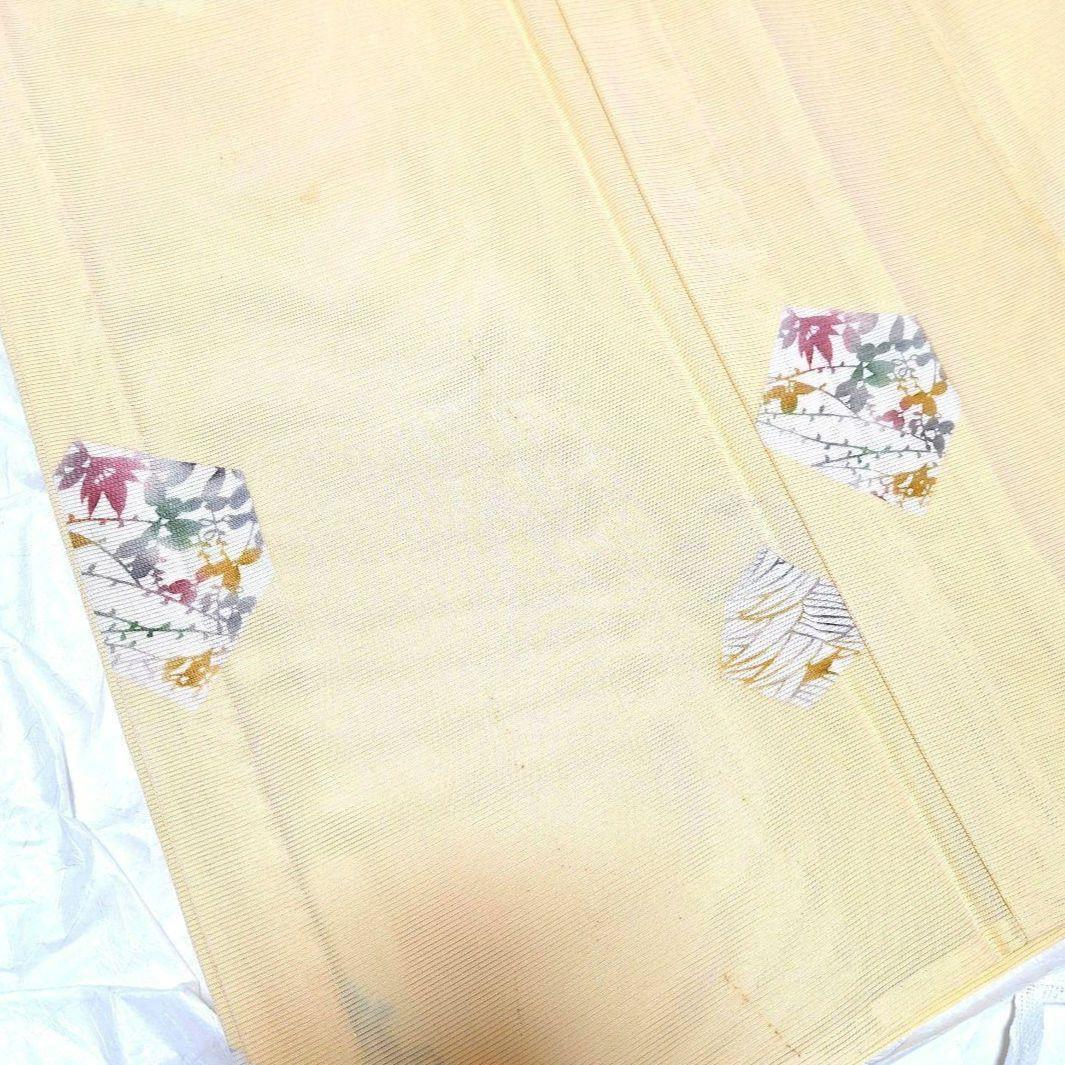 夏用着物 正絹 絽 小紋 イエロー 草花模様 平安 雅
