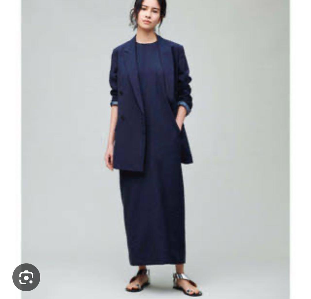 ランキング2025 美品】uncrave ネイビー クリスピーリネンワンピース 近年モデル ワンピース
