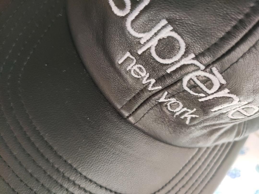 帽子 Supreme Leather Classic Logo 6 Panel Cap