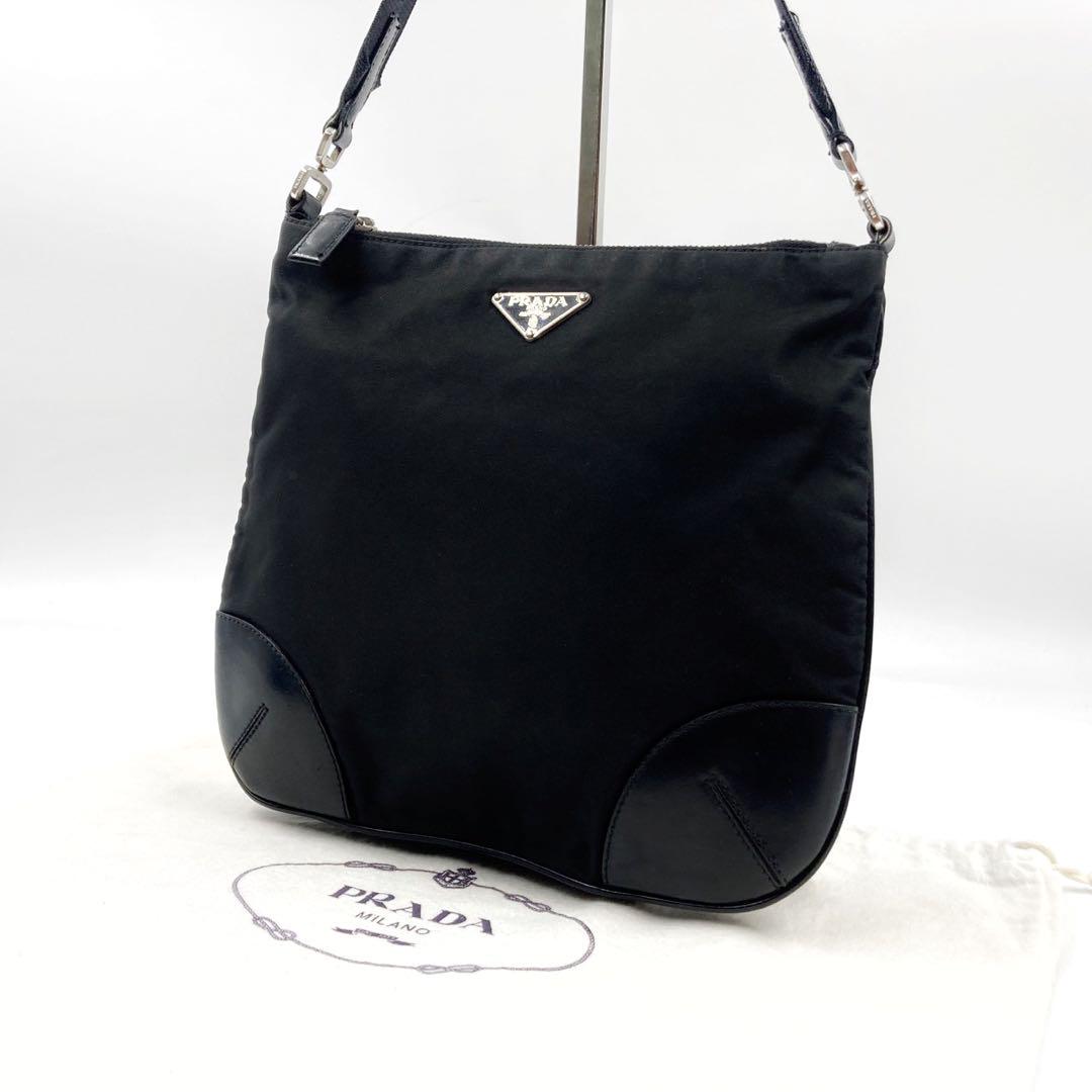 【美品】プラダ ショルダーバッグ サコッシュ 2way テスート ネロ ブラック