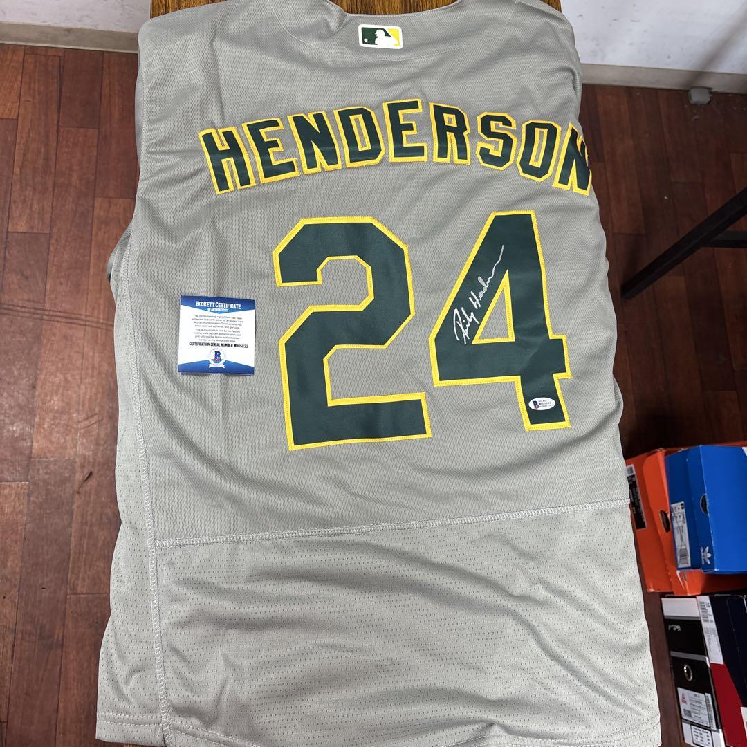 リッキー・ヘンダーソン　サイン入りジャージ　MLBアスレチックス