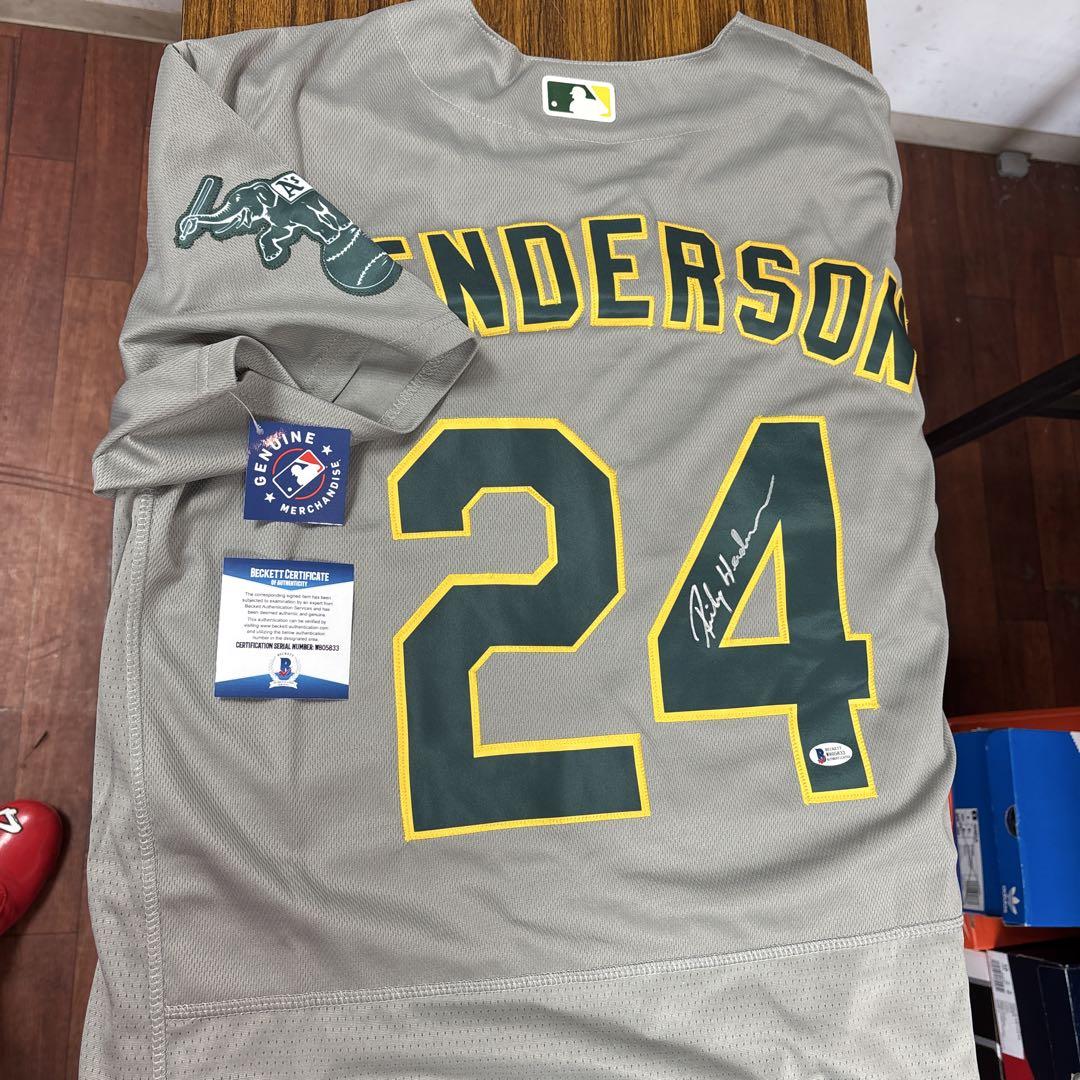 リッキー・ヘンダーソン　サイン入りジャージ　MLBアスレチックス