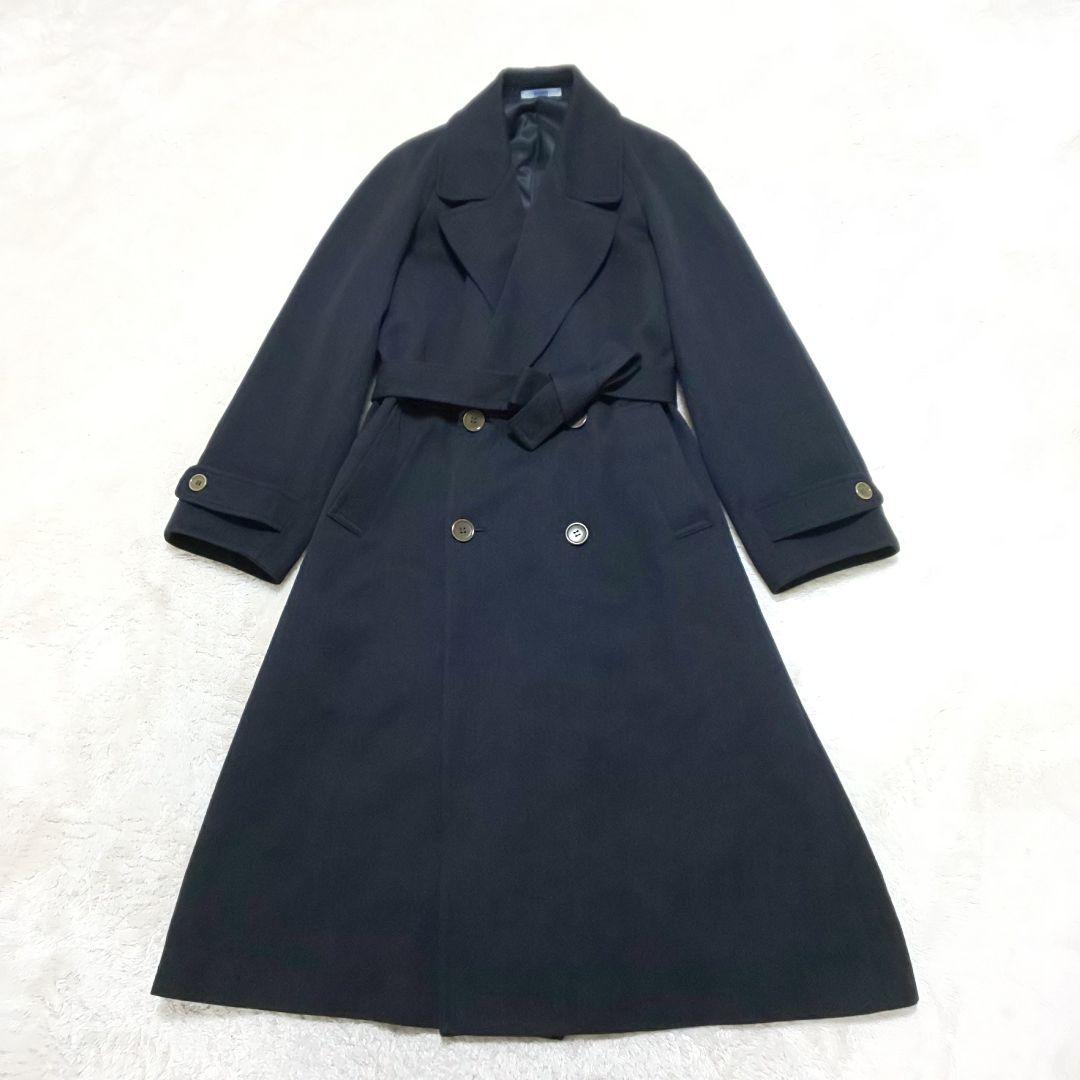 極美品 KENZO HOMME マキシ丈 ベルト付ダブルブレストコート ブラック