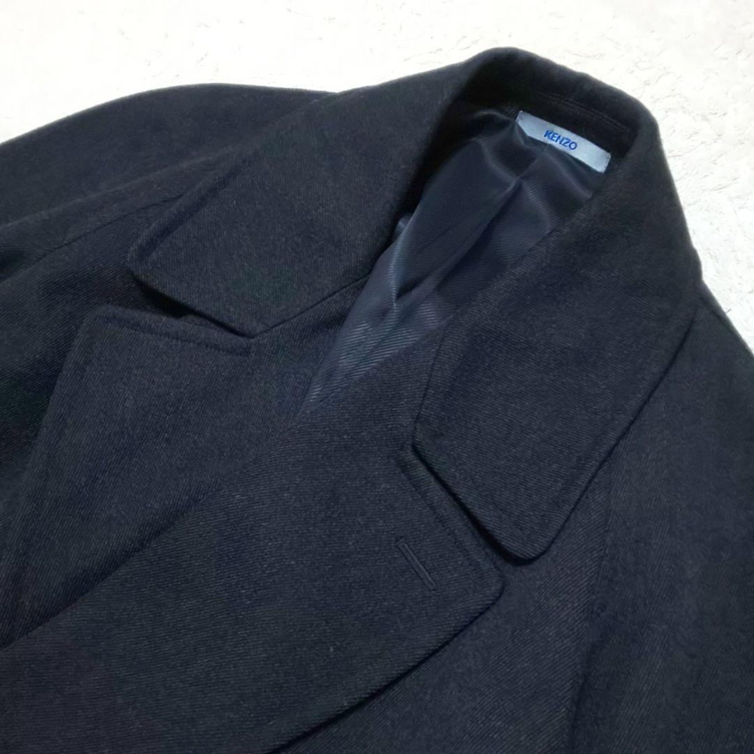 極美品 KENZO HOMME マキシ丈 ベルト付ダブルブレストコート ブラック