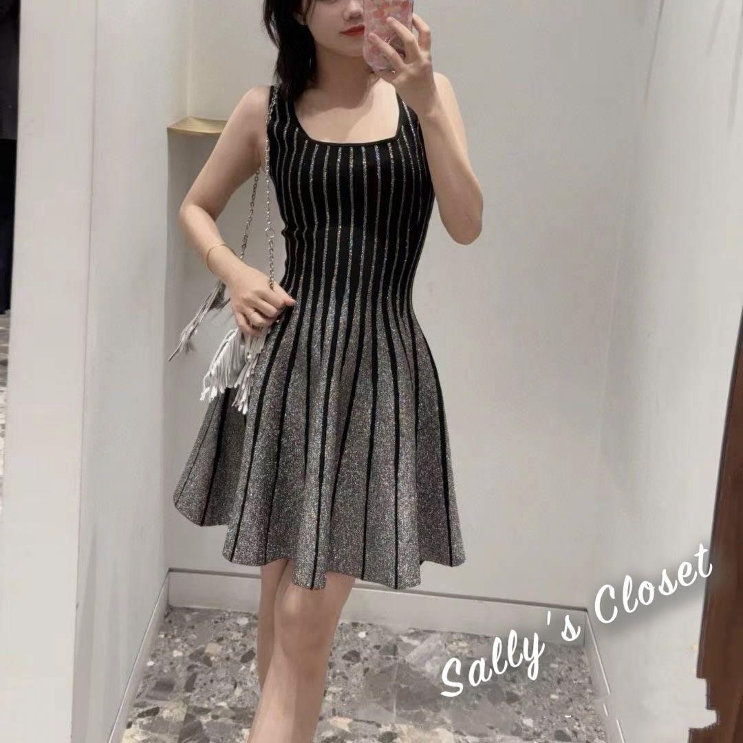 SALE!フロントジップツイードミニドレス/チェック柄/フリル袖