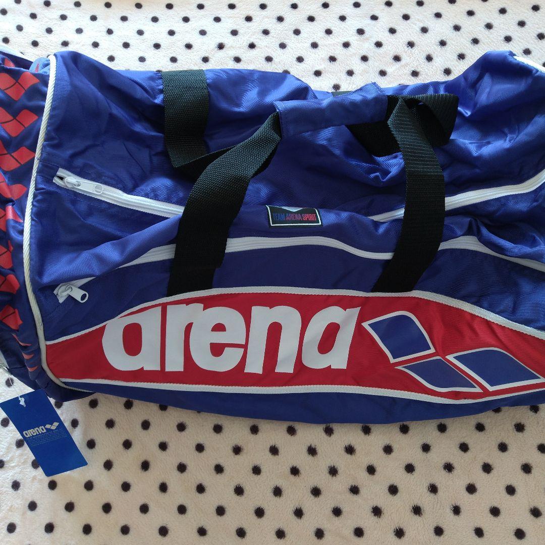 新品　未使用　タグ付き　arena ボストンバッグ 　デサント　大容量 　青　赤