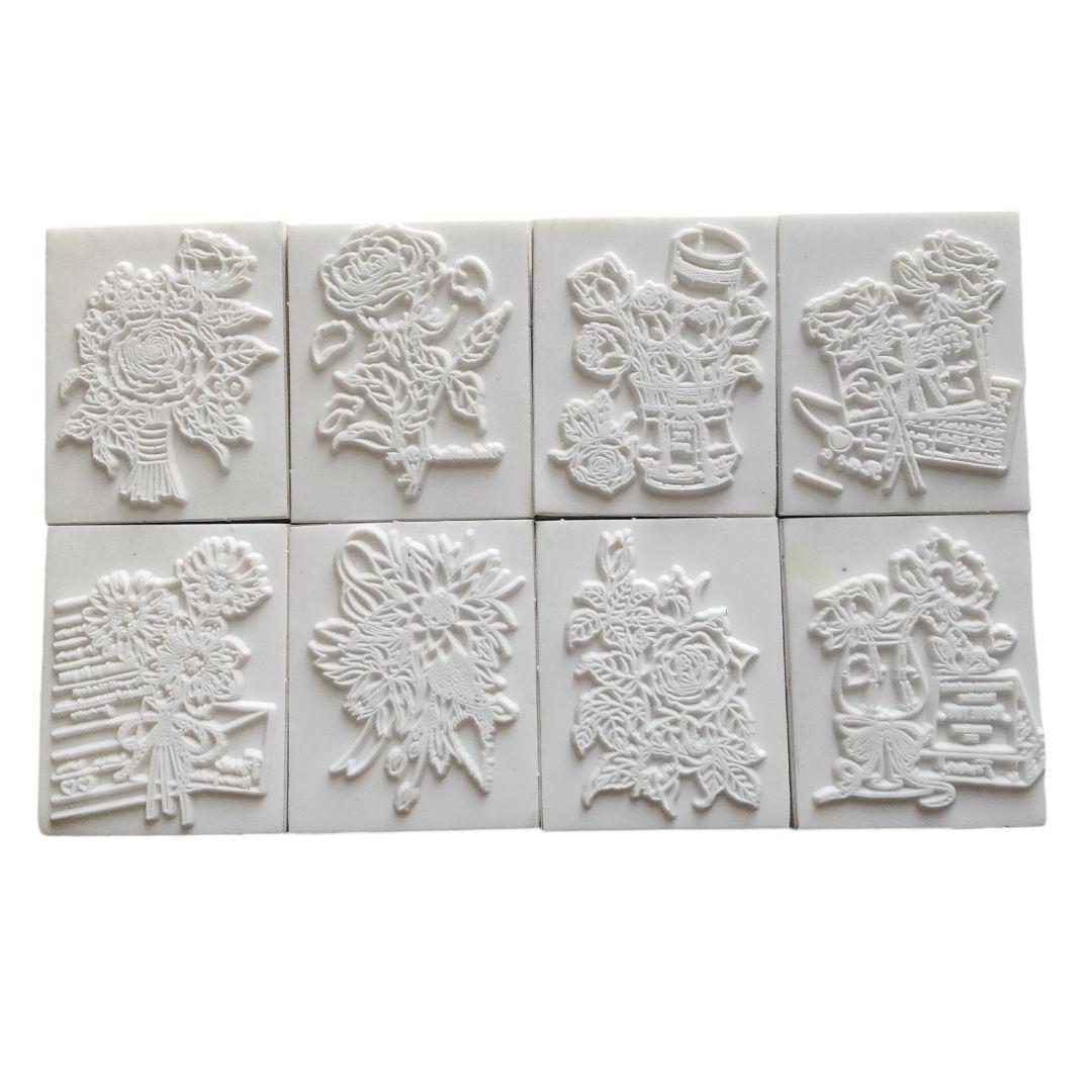 スタンプセット木製花8個はんこハンドメイドに薔薇