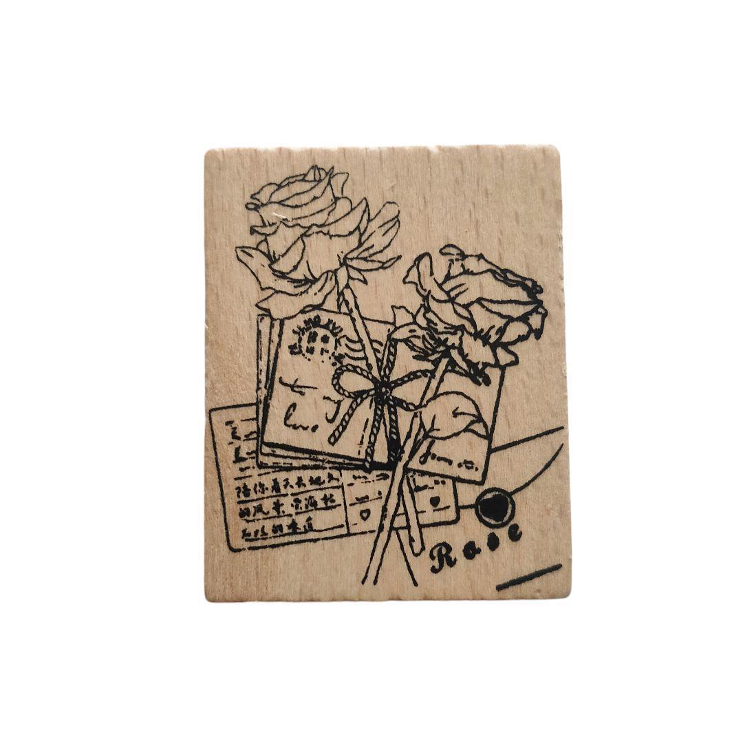 スタンプセット木製花8個はんこハンドメイドに薔薇