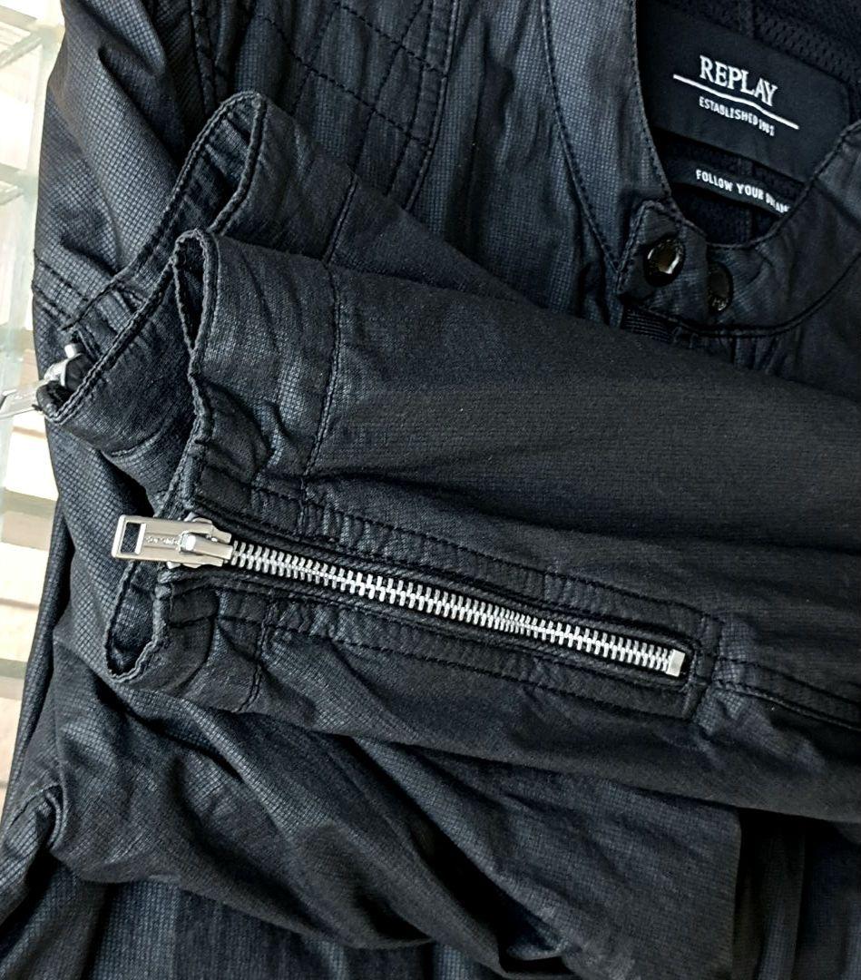 ♠【リプレイ】✨美品　ライダースジャケット　イケてる　付属牛革　ブラック/黒　M