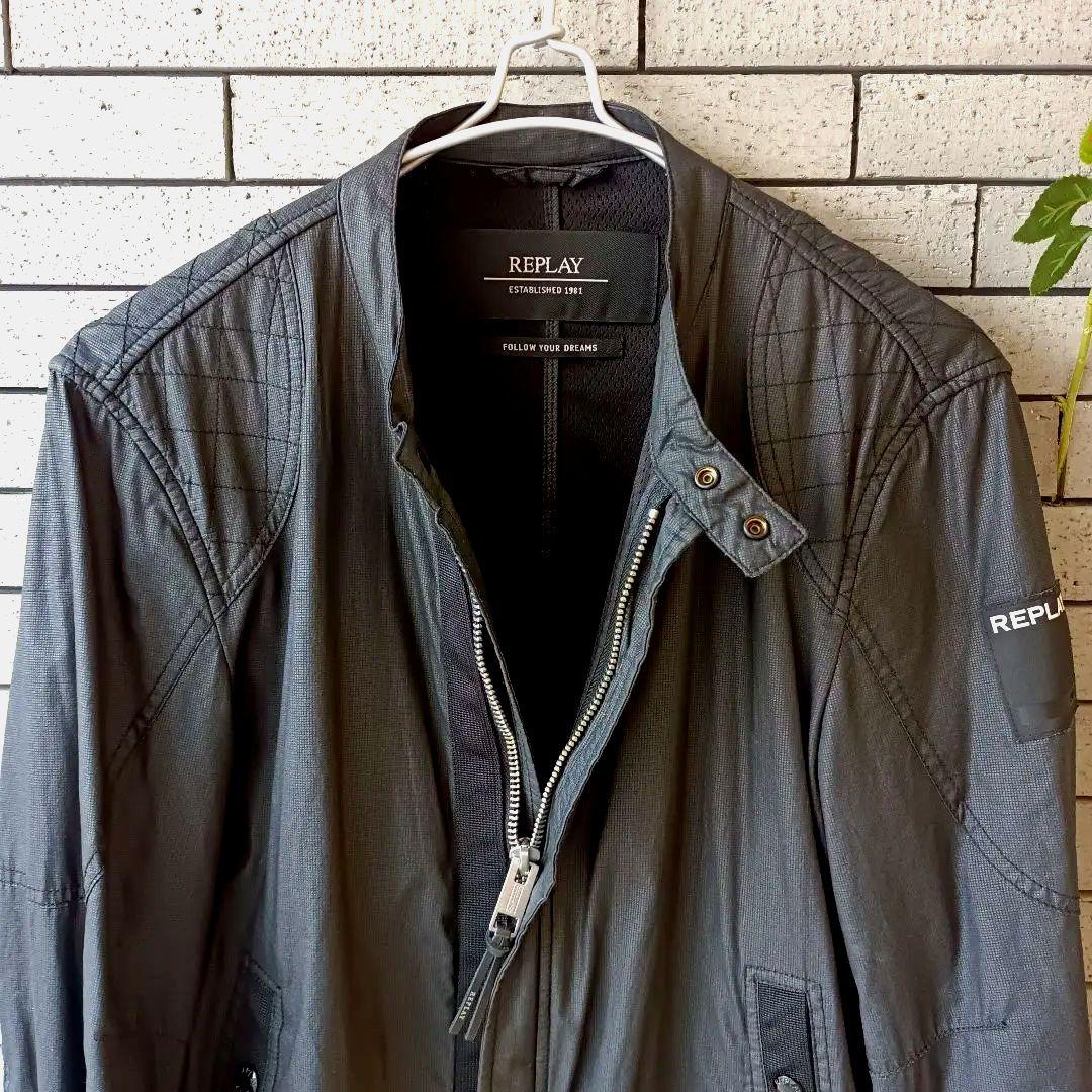 ♠【リプレイ】✨美品　ライダースジャケット　イケてる　付属牛革　ブラック/黒　M