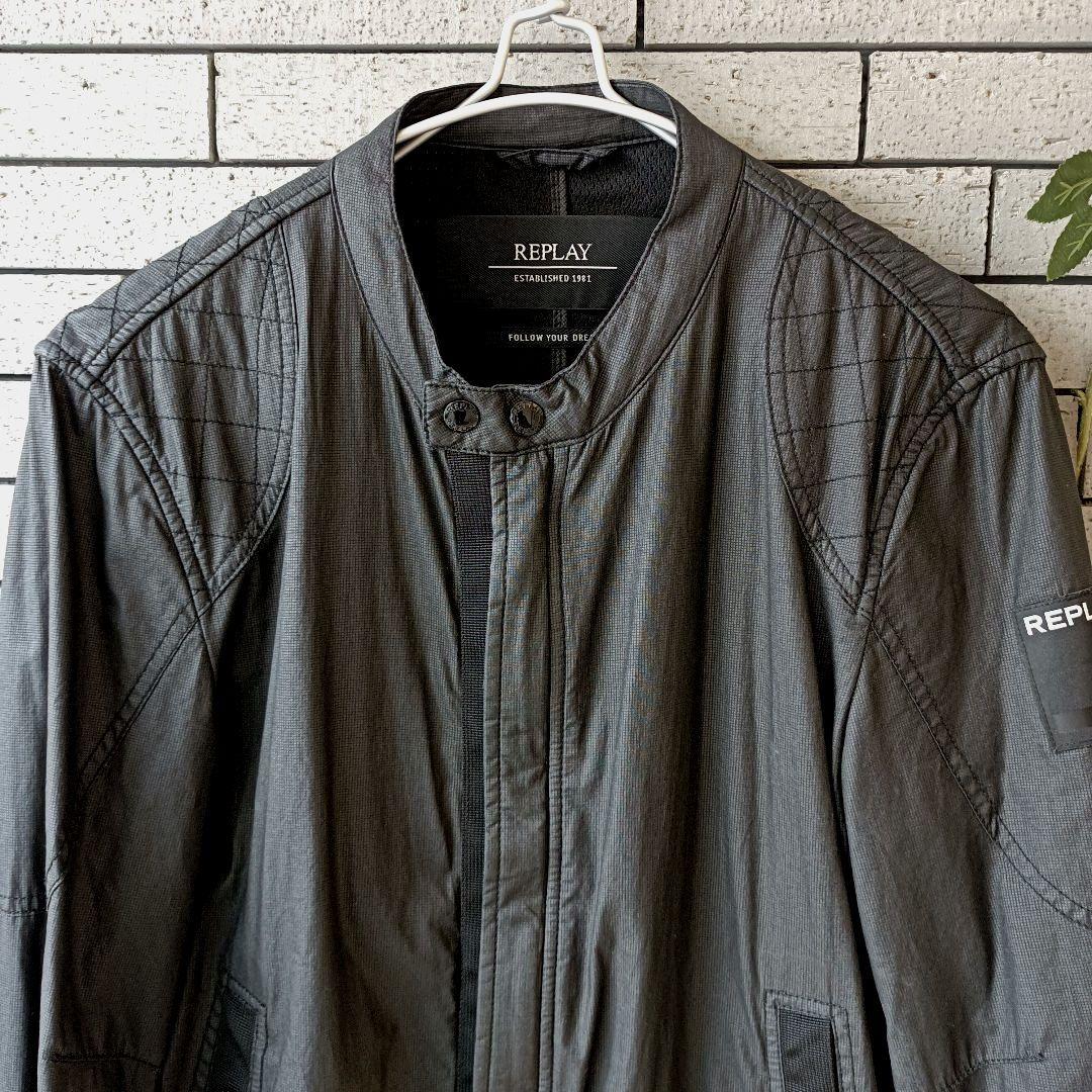 ♠【リプレイ】✨美品　ライダースジャケット　イケてる　付属牛革　ブラック/黒　M