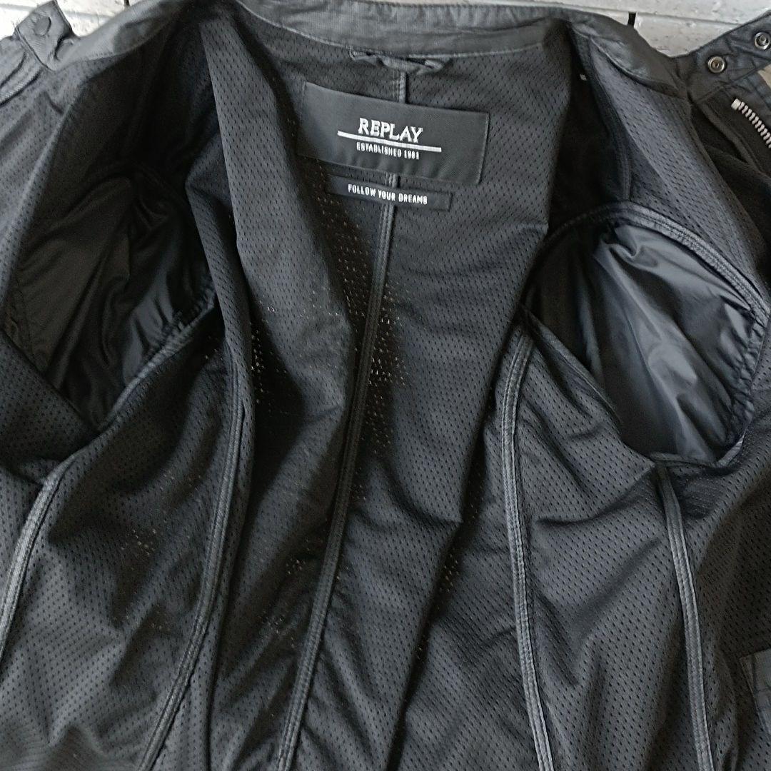 ♠【リプレイ】✨美品　ライダースジャケット　イケてる　付属牛革　ブラック/黒　M