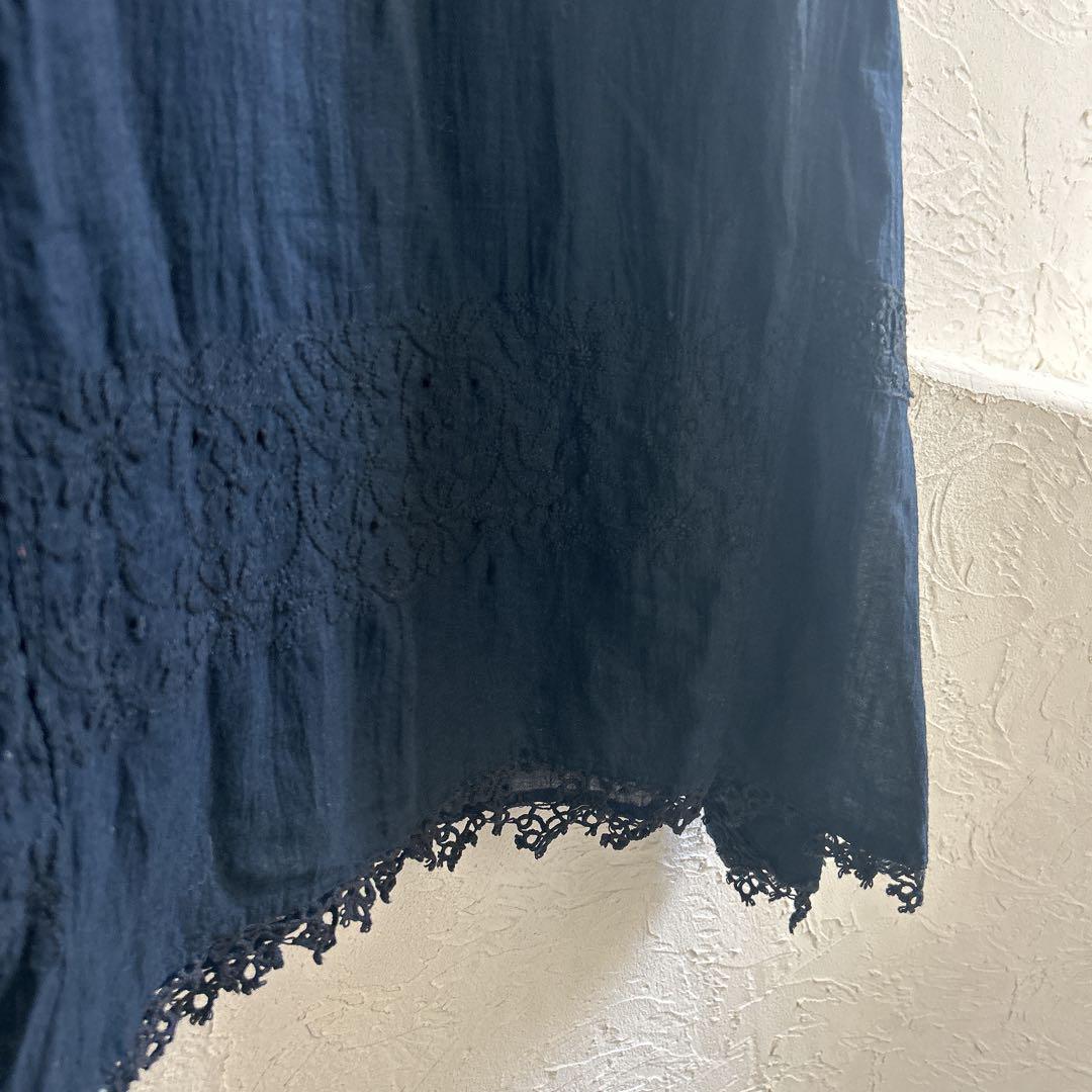【美品】INJIRI インジリ 刺繍LONG DRESS ワンピース シルク混