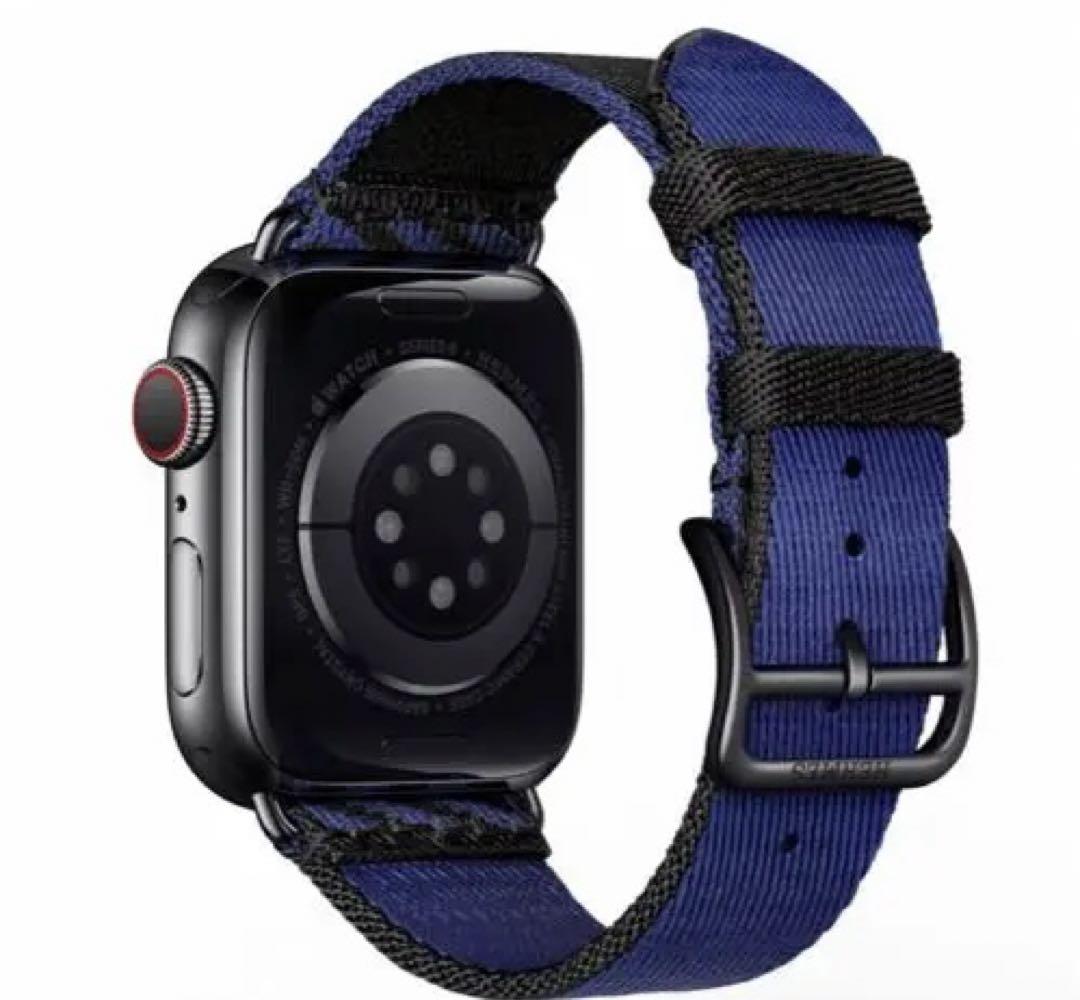 Apple Watchエルメスジャンピングシンプルトゥール*黒×青　バンドのみ