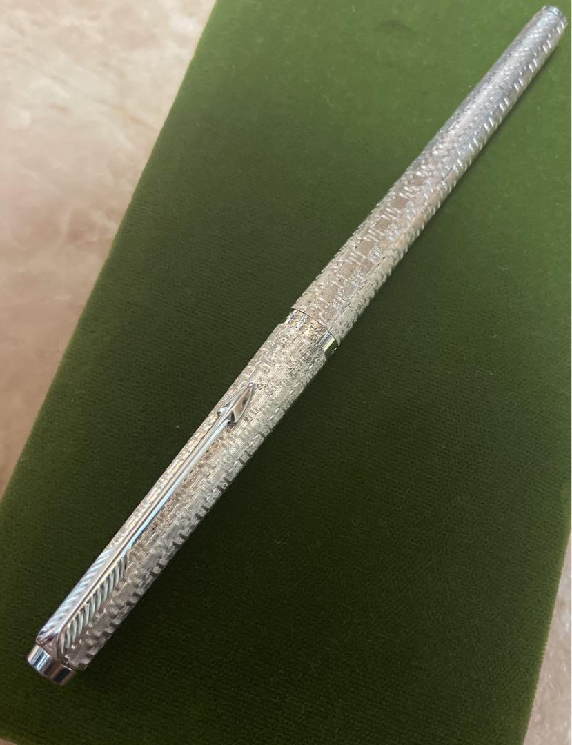 当時もの！PARKER パーカーフランス製シルバー万年筆USED 送無6-4特典