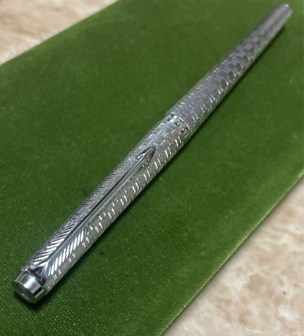 当時もの！PARKER パーカーフランス製シルバー万年筆USED 送無6-4特典