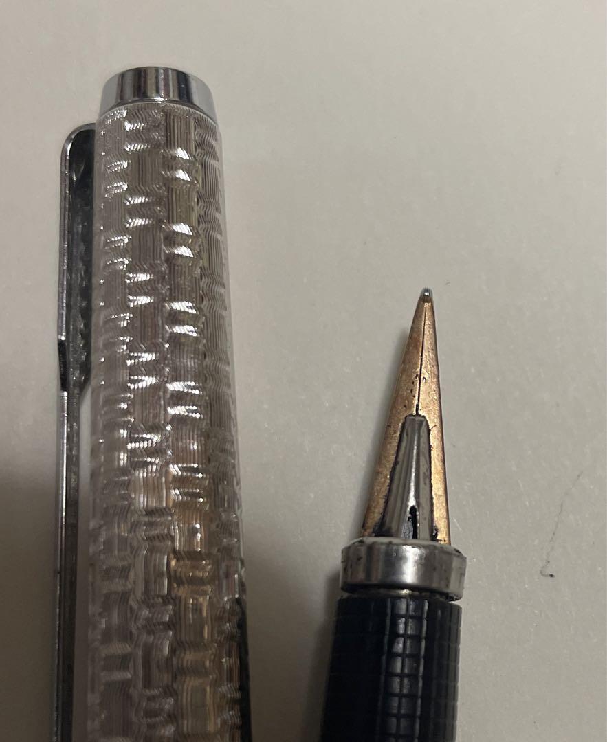 当時もの！PARKER パーカーフランス製シルバー万年筆USED 送無6-4特典