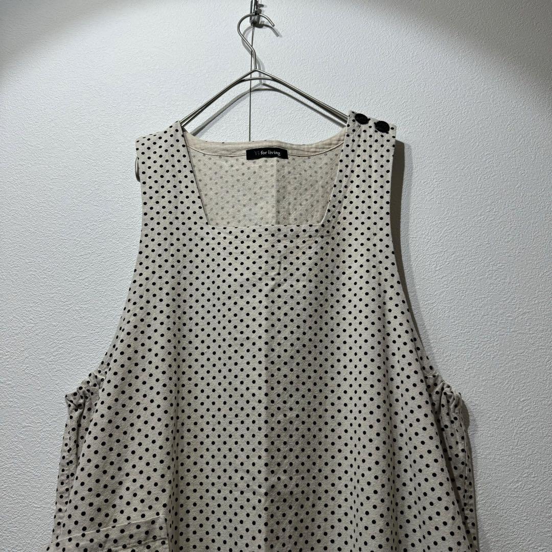 希少 美品 Y's for living 上質 麻 ドット柄 ワンピース M