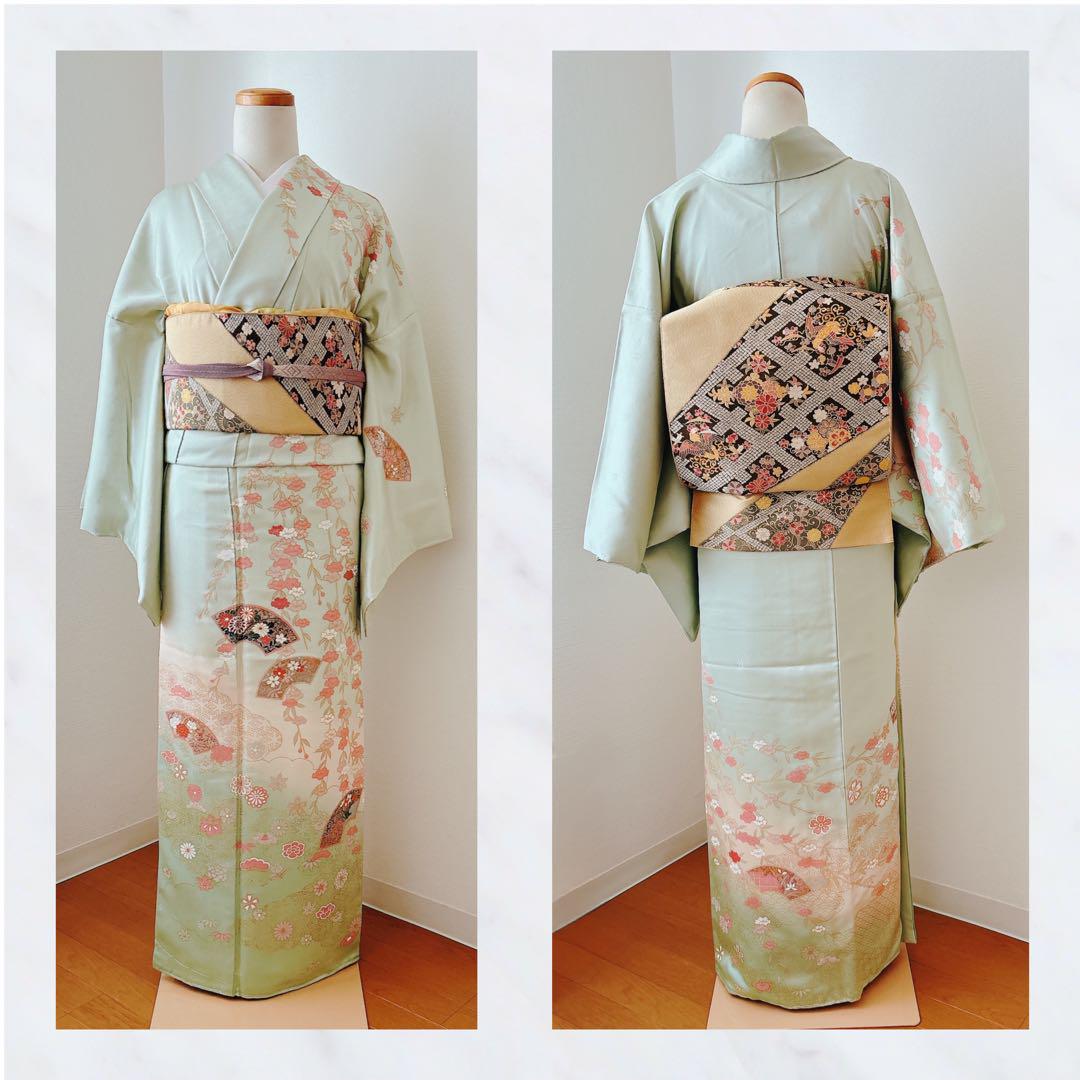 【ご専用】訪問着フルセット 袋帯 帯揚げ 帯締め 身丈164 裄丈68 画像3