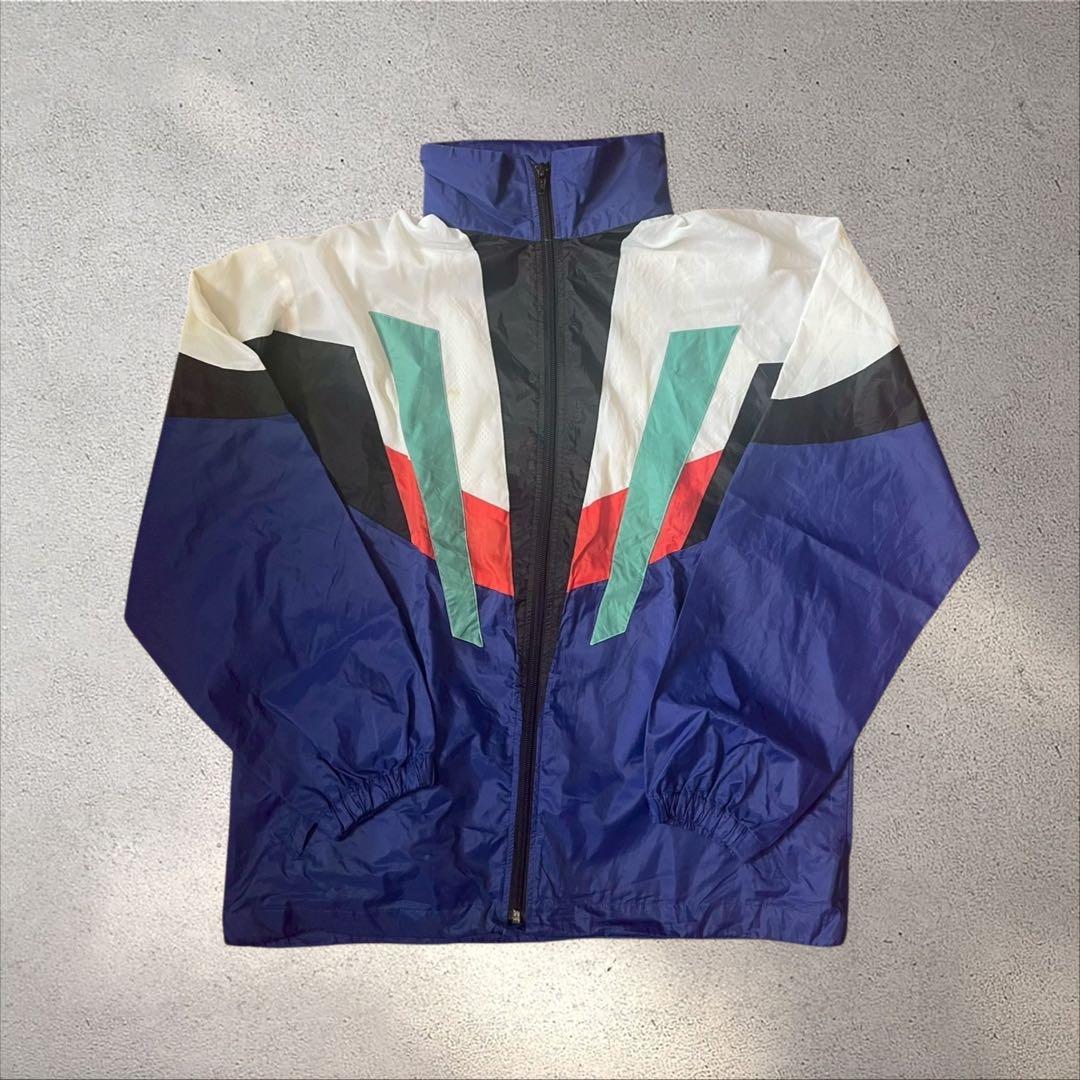 80s90s adidasナイロンジャケットマルチカラーS