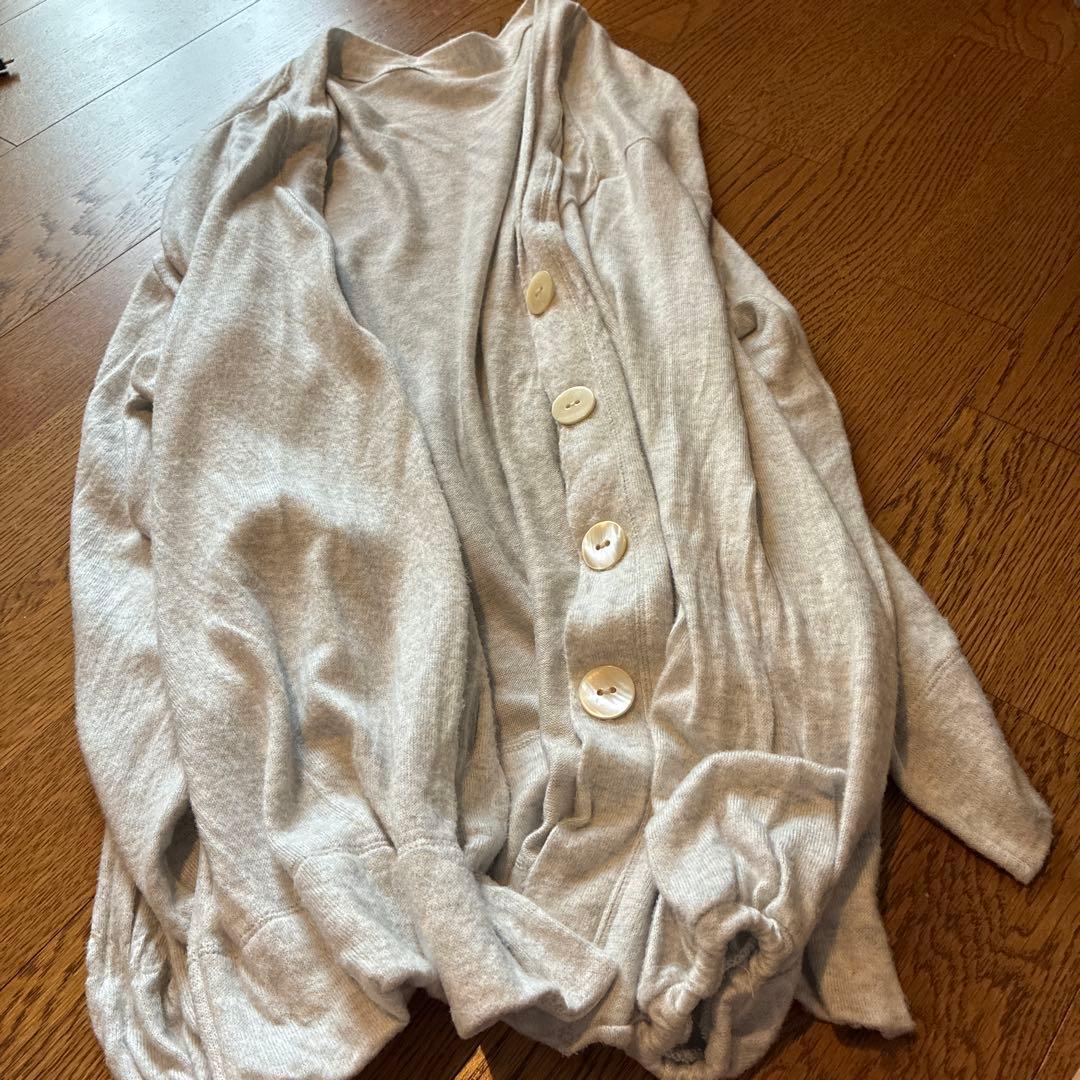 未着用　three dots グレー ボタン付きカーディガン