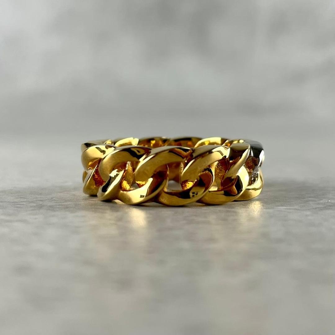 未使用・箱付　VERSACE ベルサーチ グレカ チェーン　リング　21号
