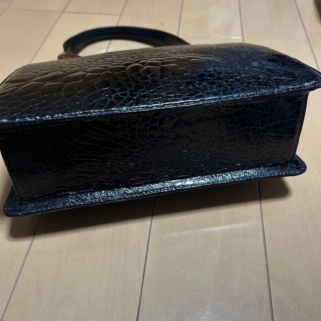 【超希少】美品JRA認証 タートルスキン 高級亀革 ハンドバッグ ブラック 【超希少】美品JRA認証 タートルスキン 高級亀革 ハンドバッグ ブラック