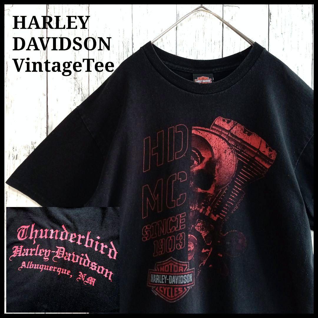 ハーレーダビッドソン★Tシャツ L 両面プリント ヴィンテージ ブラック