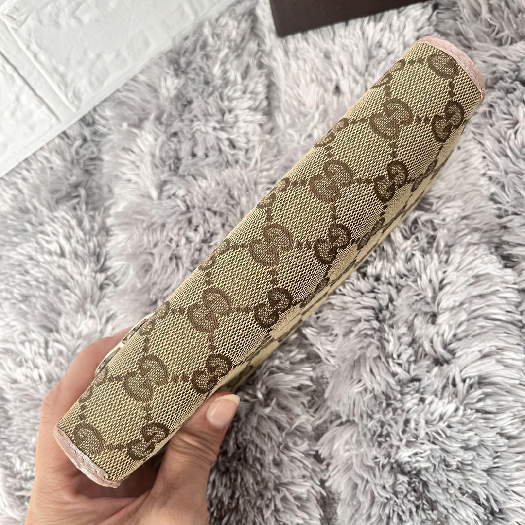 GUCCI✨長財布　ラブリーハート　GGキャンバス パールピンク　レディース