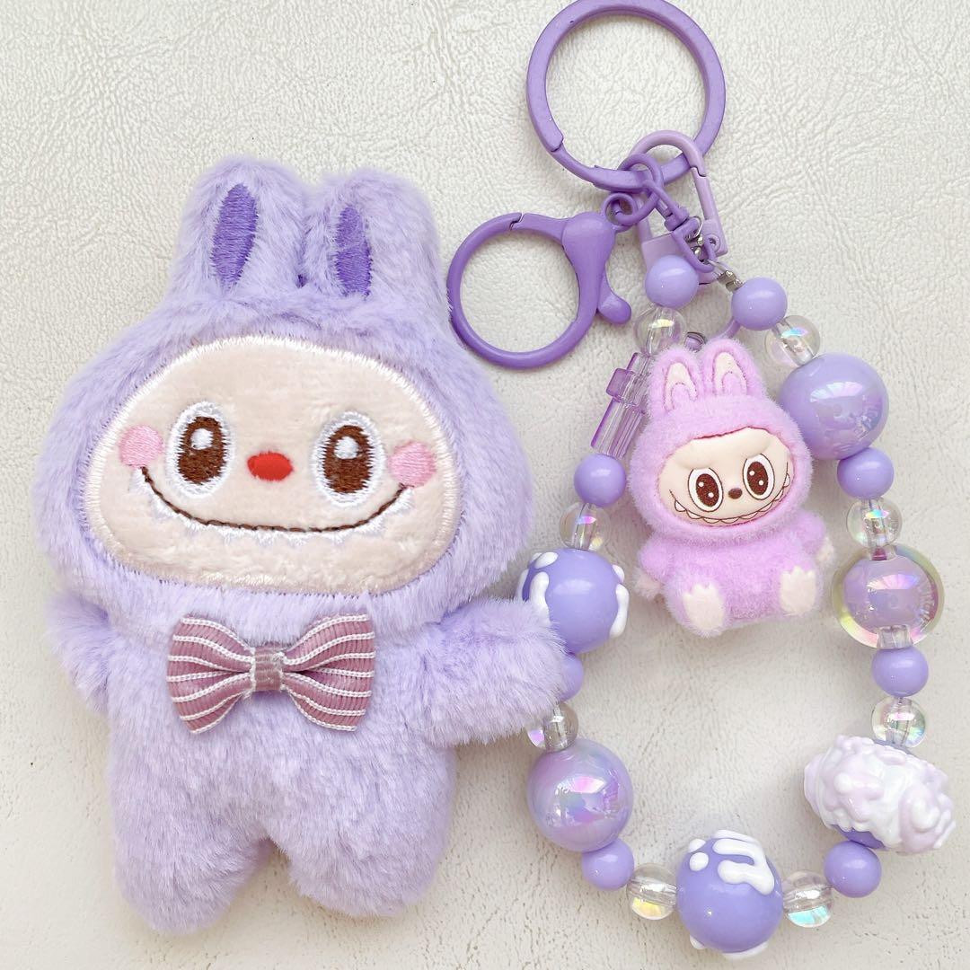 新品 POPMART ラブブ labubu キーホルダー ぬいぐるみ パープル