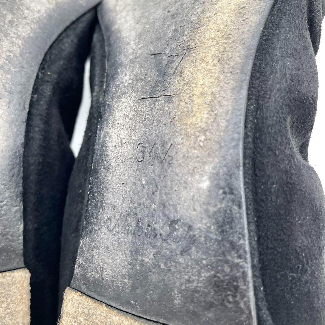 【極稀少】ルイヴィトン バレエシューズ LV金具 リボン 黒 スエード