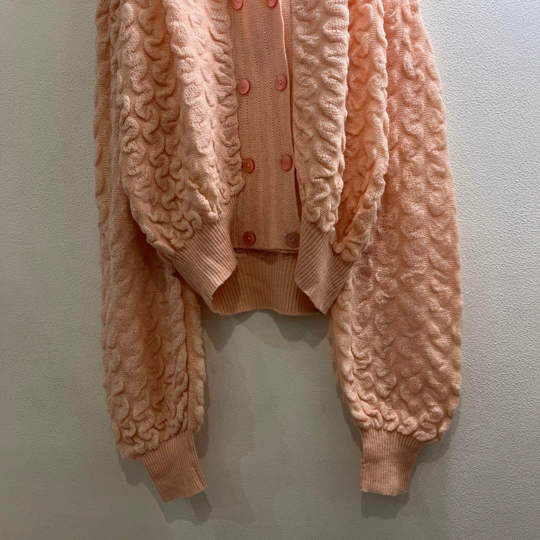80s 70s モヘアニット ヨーロッパ セーター 立体 3D L 青 G785