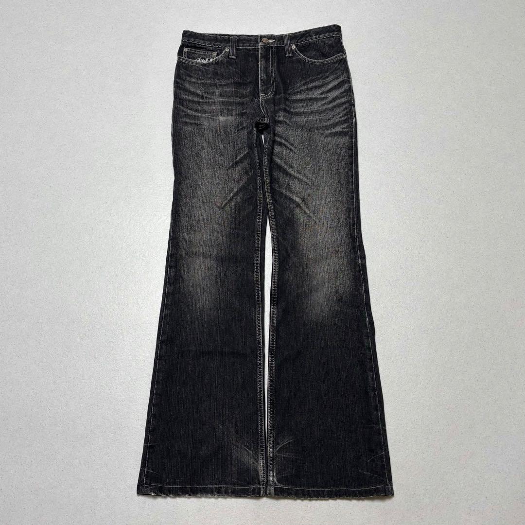 grunge fade flare black denim M 00s Y2K