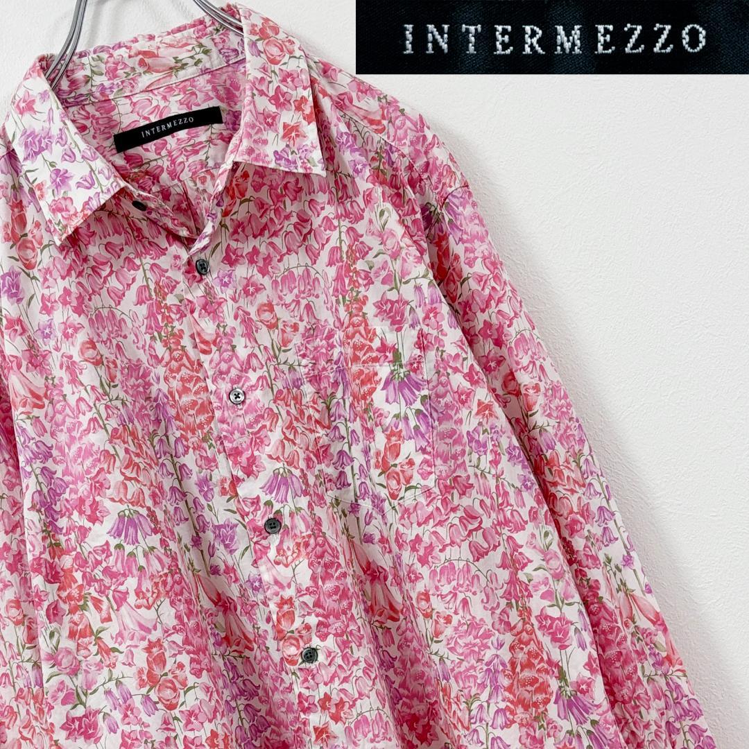 2XL・00s～・花柄シャツ・フラワー・ジキタリス・カンパニュラ・総柄・ピンク