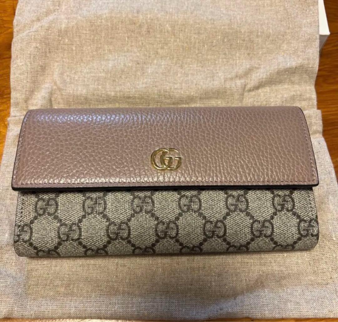 GUCCI GGマーモント　レザー コンチネンタルウォレット　GGスプリーム