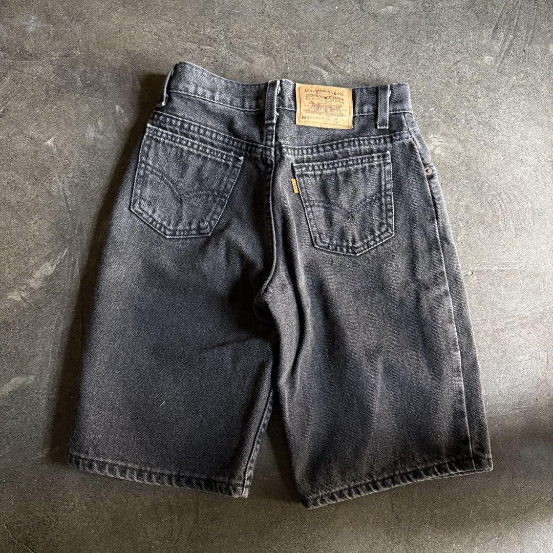 パンツ levi's 550 black denim shorts student
